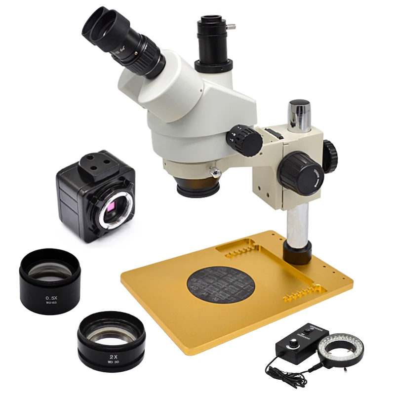 Professional Zoom 3.5x-90x Trinocular Stereo Microscope With Digital Camera