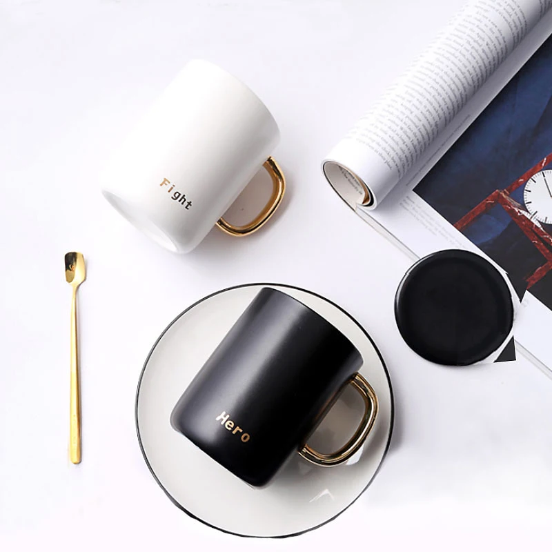 Sample custom minimalist couple ceramic cups Turkish coffee cup with D handle