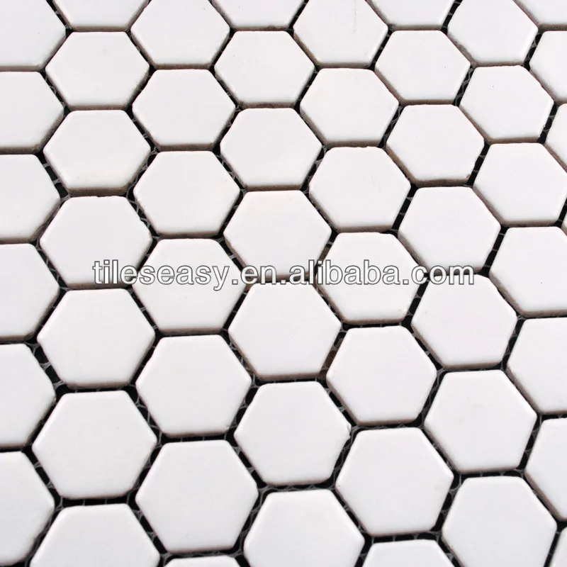 Hexagon white ceramic mosaic tiles for swimming pool and bathroom