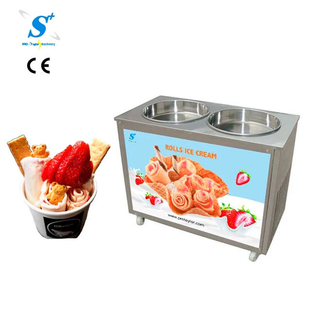 New Style-32 C degree Fried Ice Cream Machine double pan