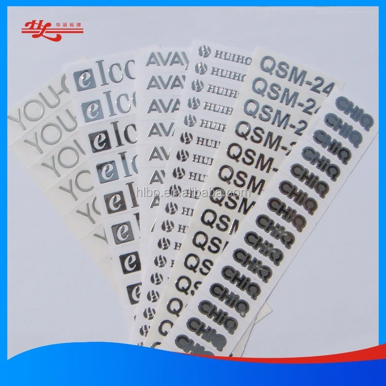 Logo Sticker Sticker Labels Custom Decorative Metal Trademark Embossed Metal Adhesive Sticker Scratch Off Custom Shapes Silver