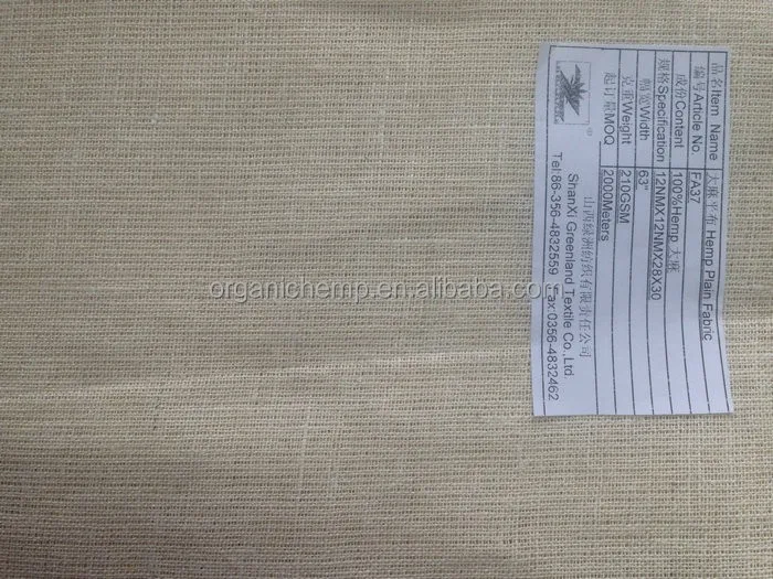 Новое появление высокое качество дышащая 100 конопляная ткань