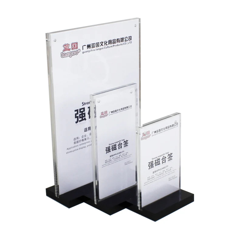 Wholesale A4 Acrylic desktop photo pictures frame price tag label holder display stand custom sizes A4 A5 8.5X11 5X7 inches