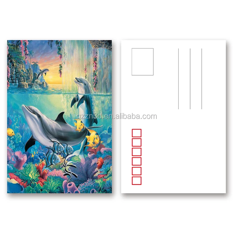 Dolphin Design 3D lenticular postcard printing PET/ PP Landscape
