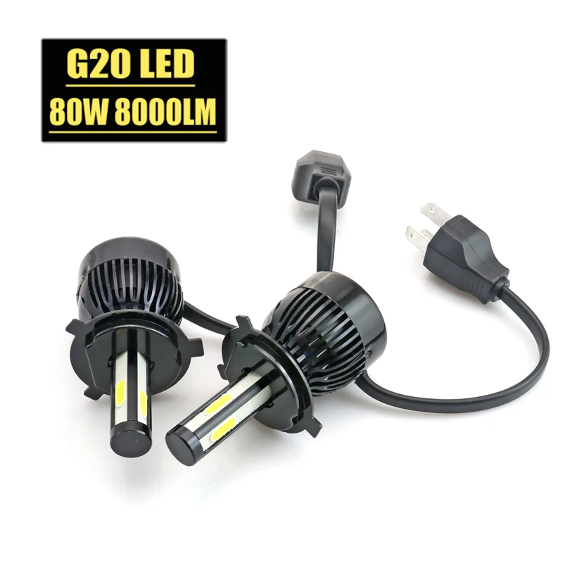 Highest power led headlights bulb 80w 8000lm 12v G20 G5 car led front lamp h3 h4 h8 h9 h10 hb3 hb4 h15 h16 replace HID&Halogen