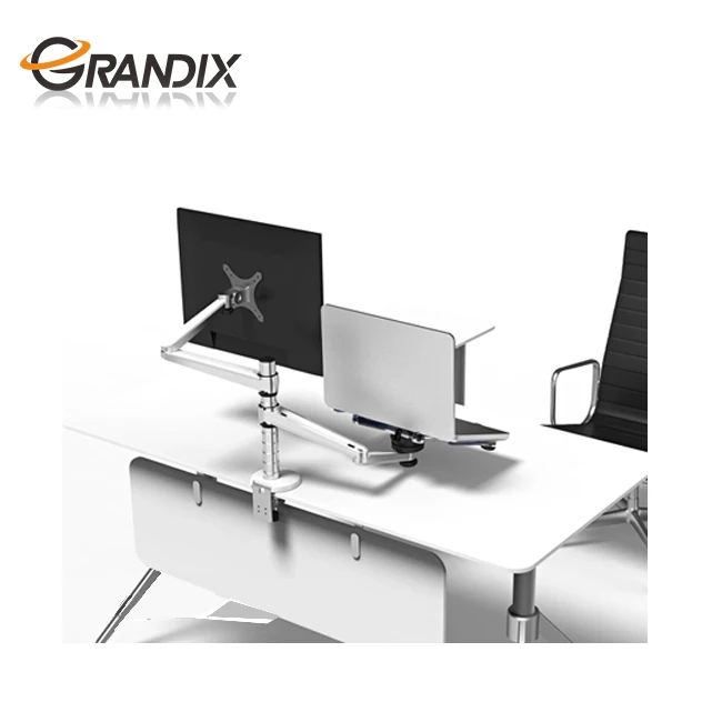 Free StandingTop quality Height Adjustable Desktop Aluminum Dual Arm Foldable Computer pc monitor desk stand and laptop stand