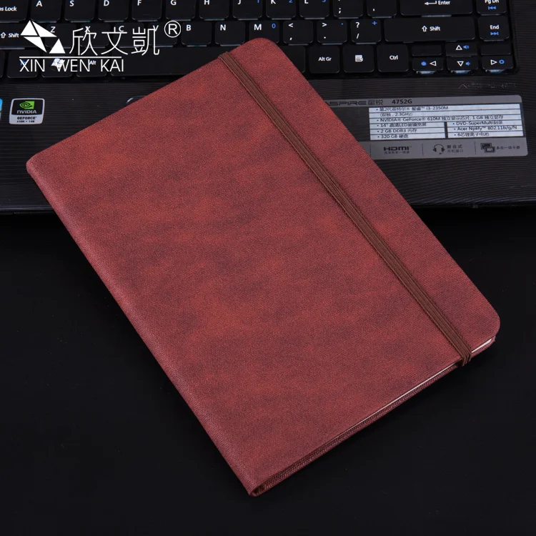 
Promotional Custom Logo Paper Back A6 A5 PU Leather Notebook With Pen 