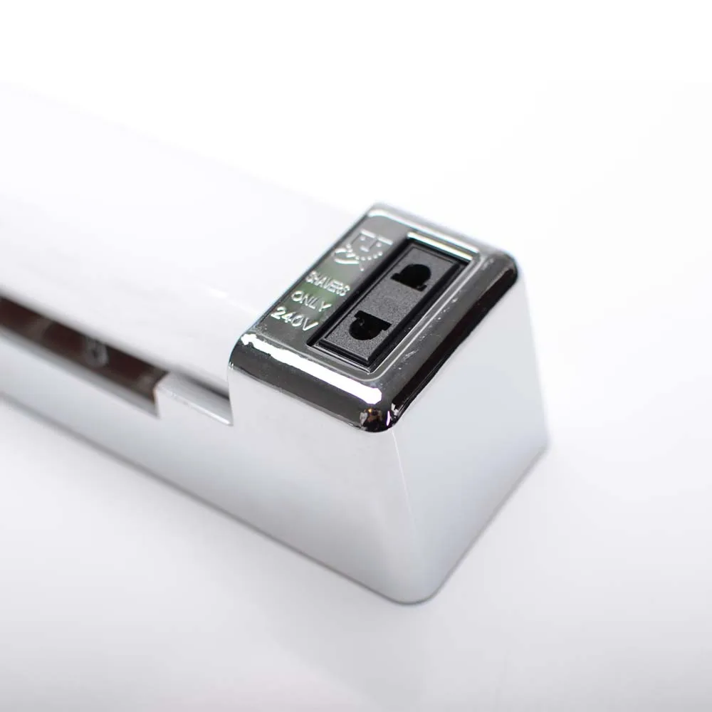 
Chrome 300mm long 5W led hotel use bathroom mirror light with UK and EU shaver socket 