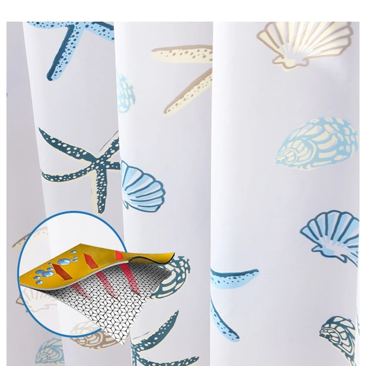 
Beautiful Printed Bathroom Peva Eco Shower Curtain 
