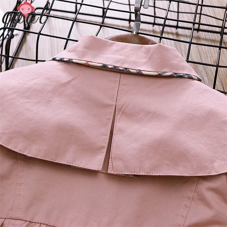 
Fashion red khaki pink plaid bow tie baby winter coat girls trench coat 
