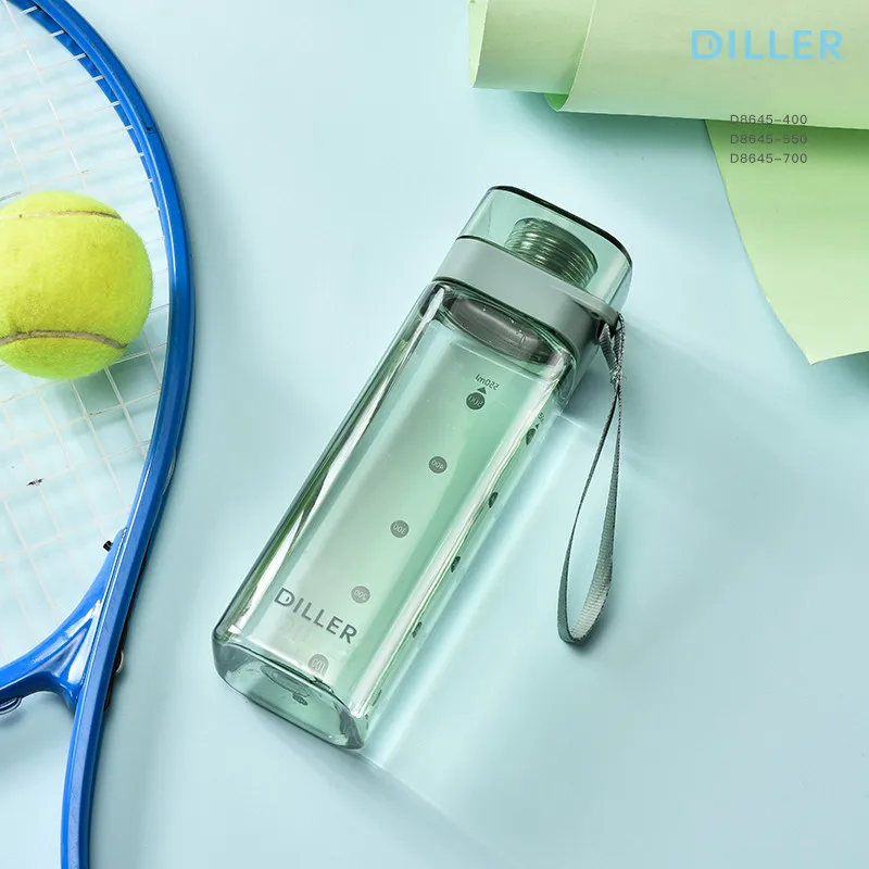 Hot Products 400ml 550ml 700ml Square Shape Transparent Plastic Drinking Bottle Safe and environmentally friendly