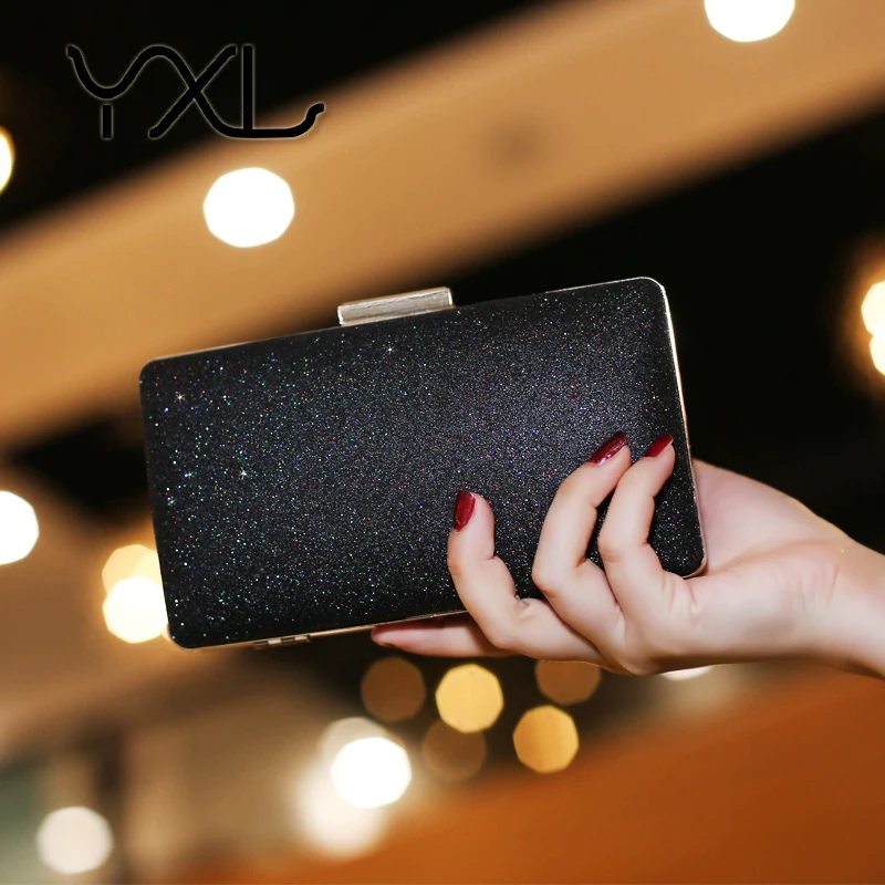 
Hot selling small size glitter woman handbag black evening bags for banquet 