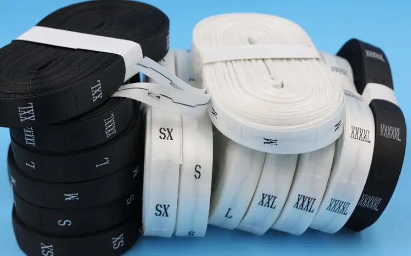 Custom clothing size labels and Wooden comb machine cloth label woven satin numbers size label