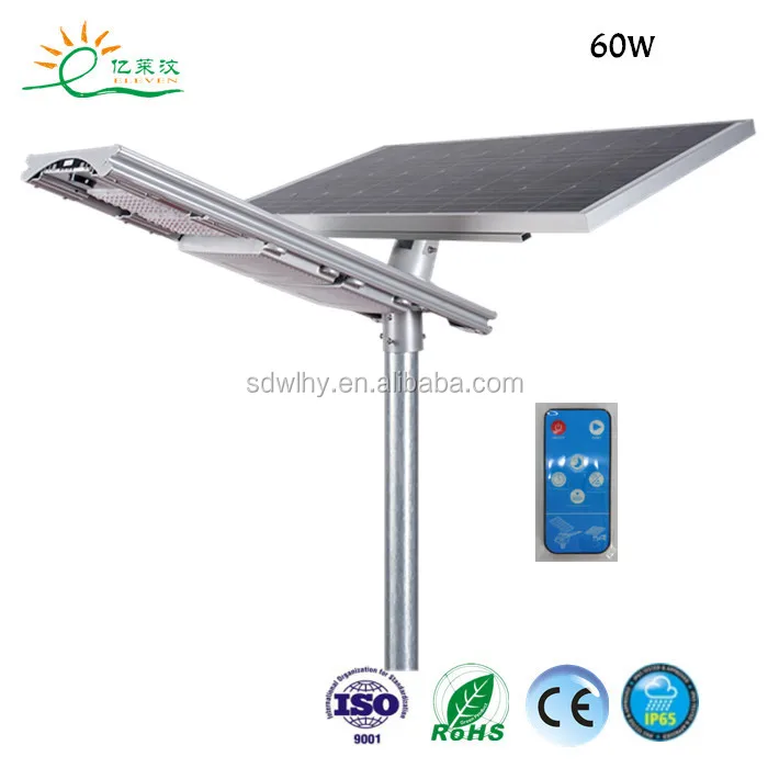 60W Intelligent Outdoor Integrated LED Solar Power Street Light Promotional Product New IP65 Light Grey Solar DC Bridgelux 110