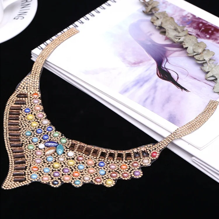 
Wedding Necklace AppliquesTemplate Material Custom Rhinestone Transfer 