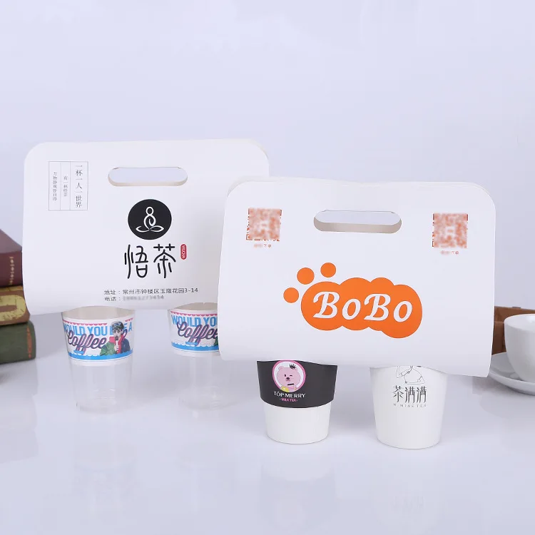 Disposable Take Away Cup Holder Hot Coffee Cardboard Cup Holders Outdoor Table with Cup Holders