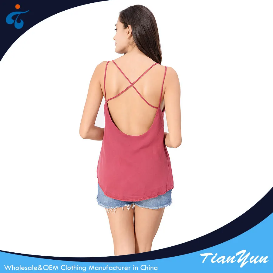 
Sleeveless plain dyed fashionable popular sexy women breathable red top blouse 