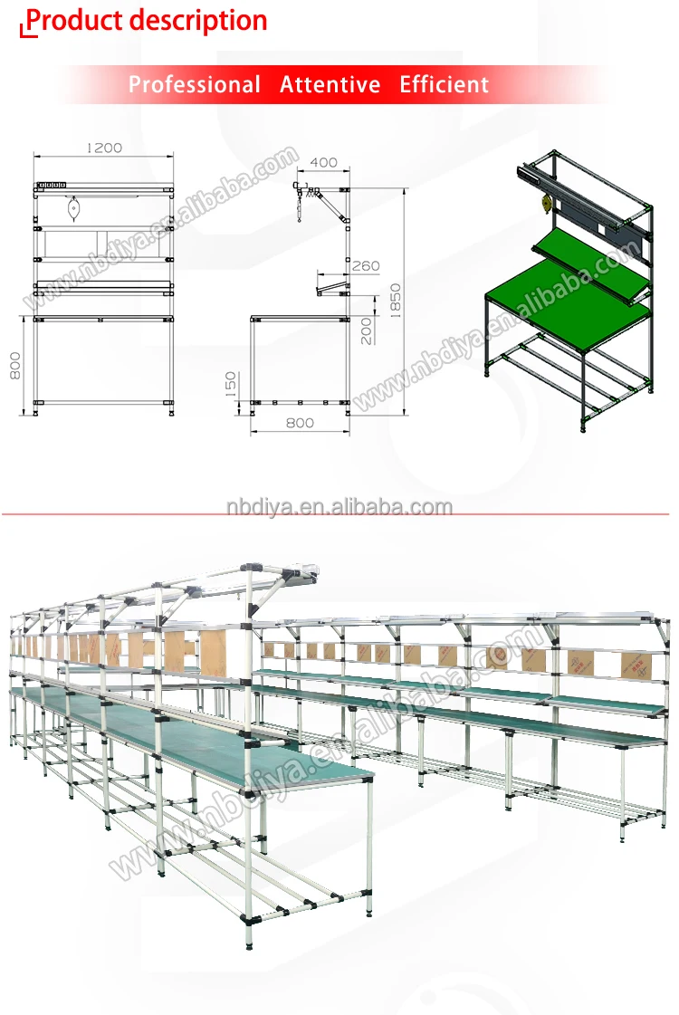Сборный верстак DY24 с покрытием наклонной трубы или алюминиевый профиль для мастерской