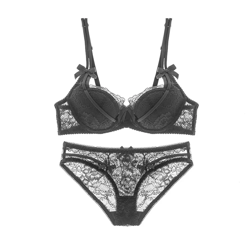 
High Quality Sexy Girl Lace Red Color Padded Bra And Panties Sets 