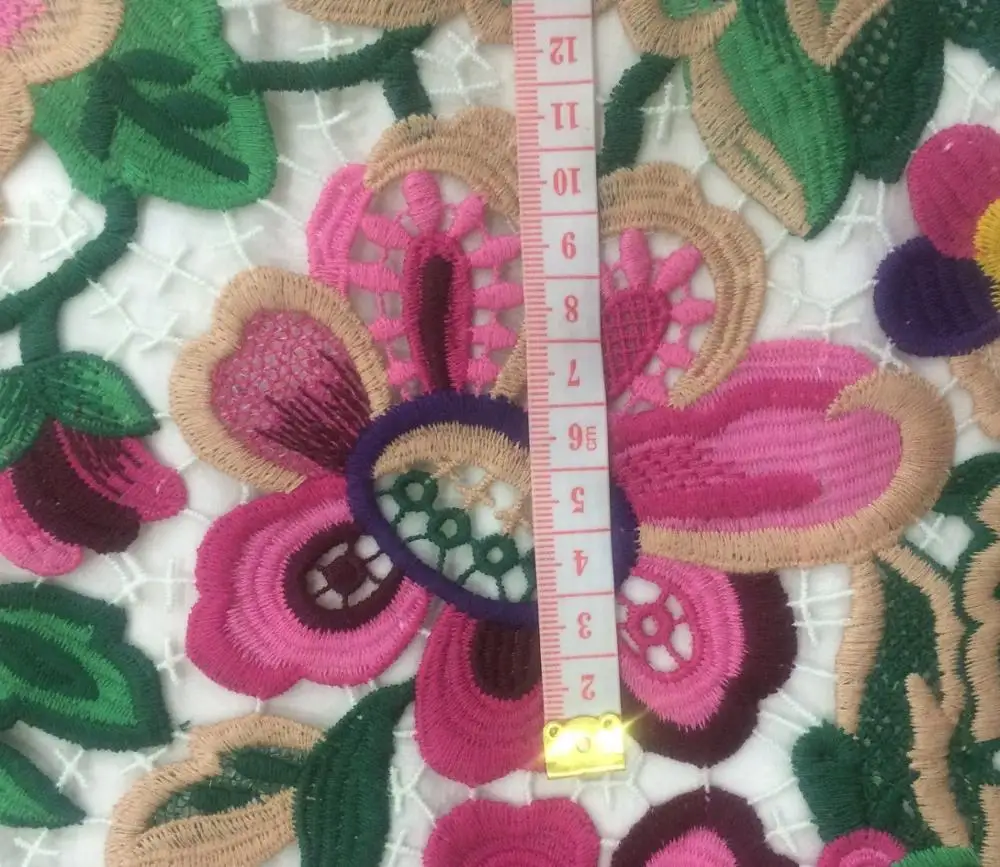 3d Embroidered Gold Flower Bridal Lace With Trimming Lace Fabric Embroidery Designs for Dress Accessories