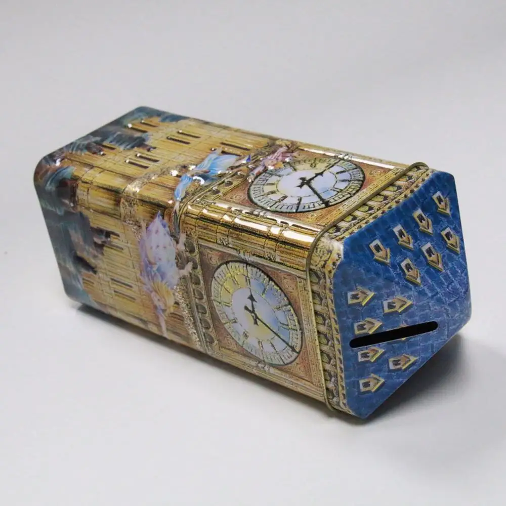 big ben shape piggy bank/coin collection tin can box