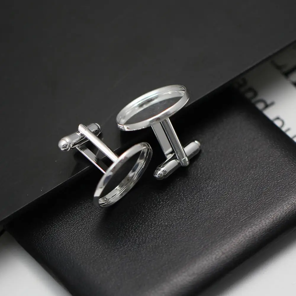 Бронзовая запонка Beadsnice с круглыми кабошонами размером 20 мм посеребренным покрытием