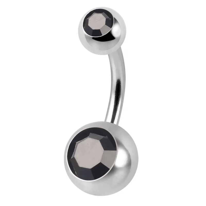 Beautiful navel piercing g23 titanium double bezel set crystal belly button ring wholesale