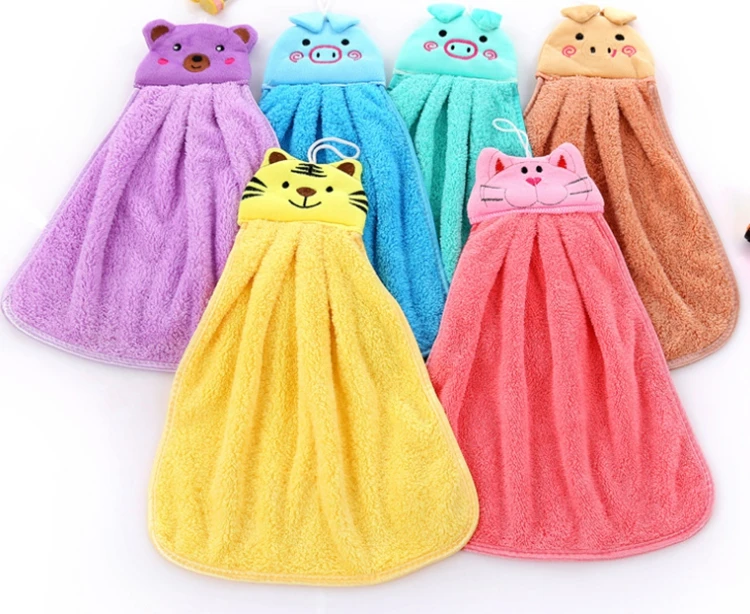 Super absorbent Hanging type cute animal design kitchen towel hand towel