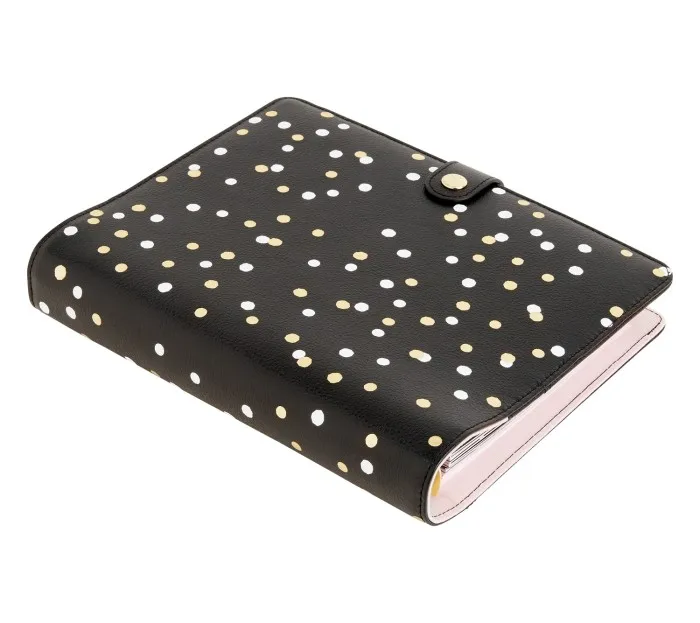 
Custom A5 Leather Cover Gold Hardware 6 Ring Binder Diary with ring binder 