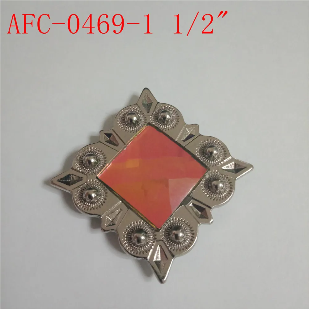 western square conchos screw back with crystal