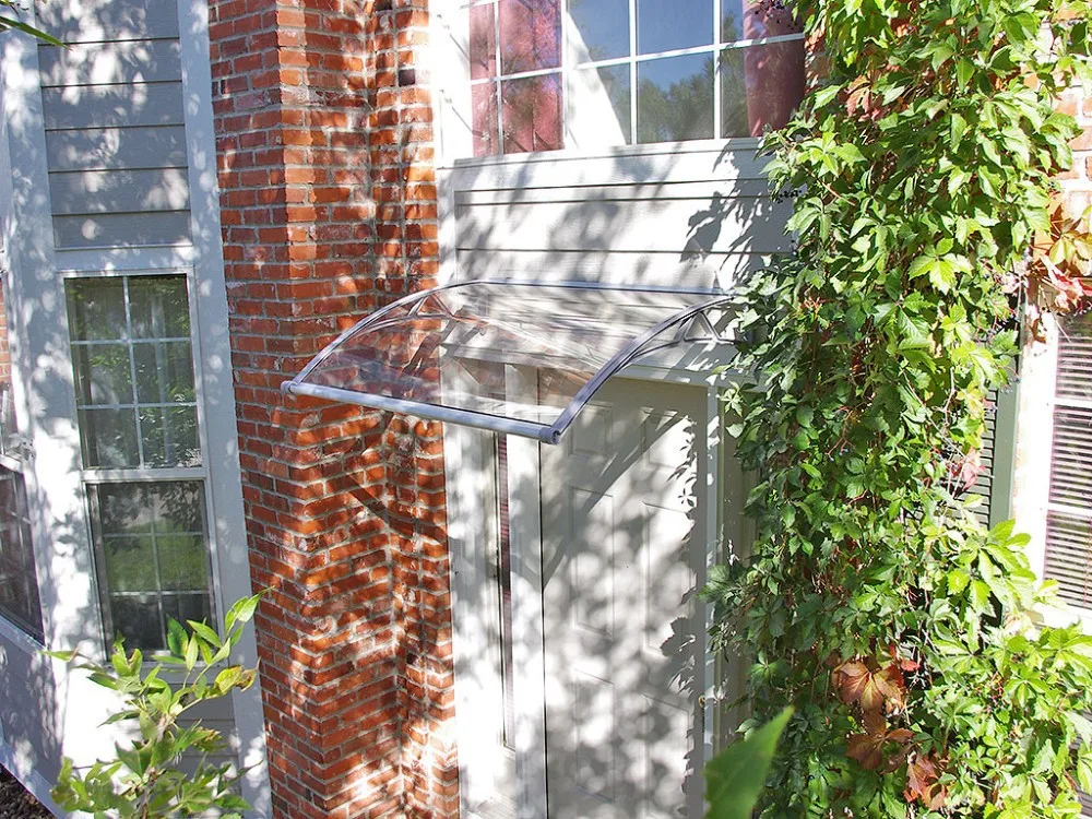 Innovative design - PP Plastic Polycarbonate Door Canopy with Water Gutter - Clear transparent PC roof