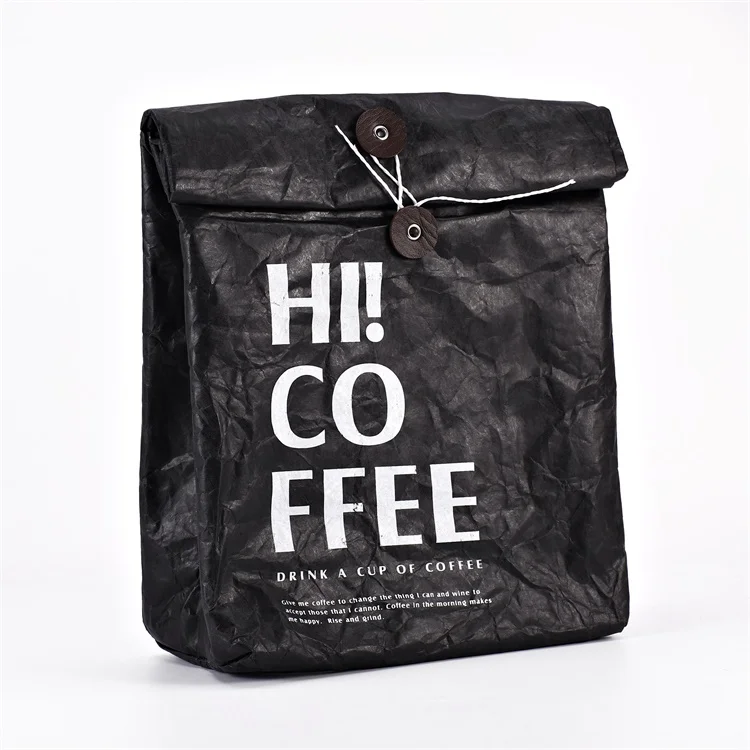Eco Reusable 100% Recyclable 1056D Tyvek Washable Kraft Paper Folding Lunch Insulated Cooler Bag