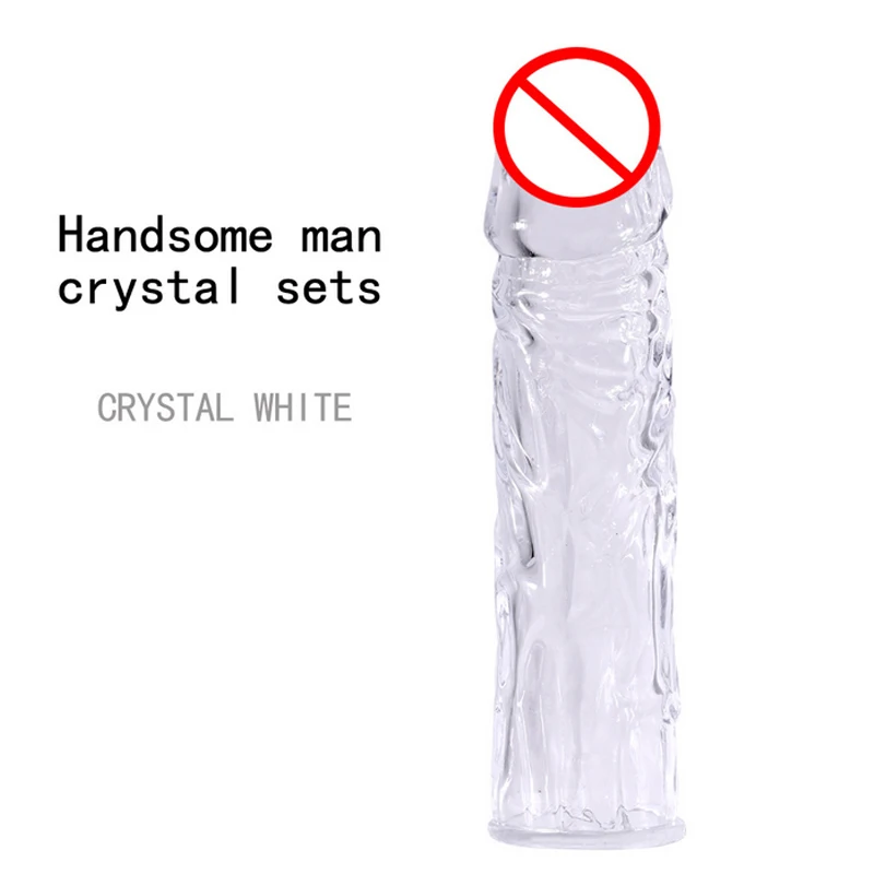 Good quality soft crystal penis sleeve condom for men sex toy