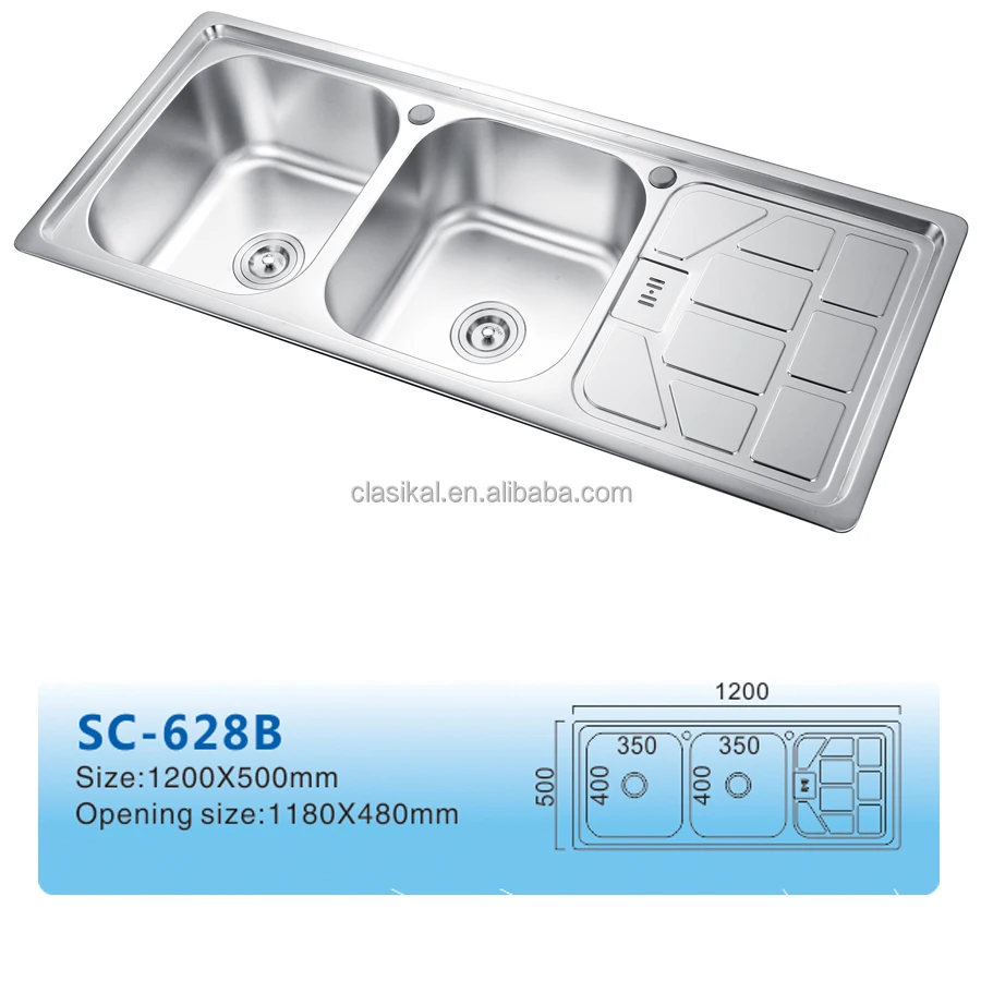 Kitchen Sink with Tray Stainless Steel 621A UCPC High Quality Large Size Square Modern Dining Above Counter Basin Brushed CN;GUA