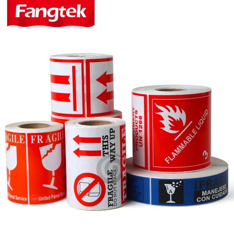 Customized 500pcs/roll Fragile Stickers Red Careful And warning stickers packagingShipping RED Warning Labels Fragile Stickers
