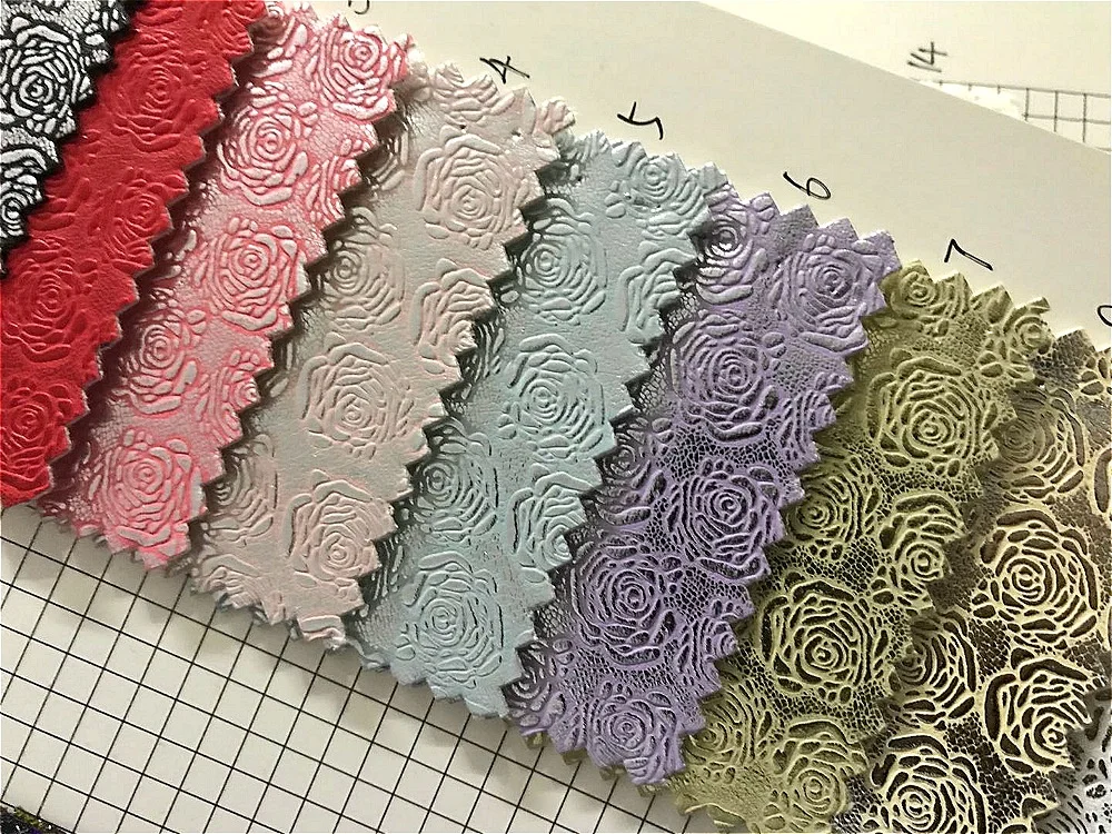 2019 rose embossed matte PU leather & faux leather for bows