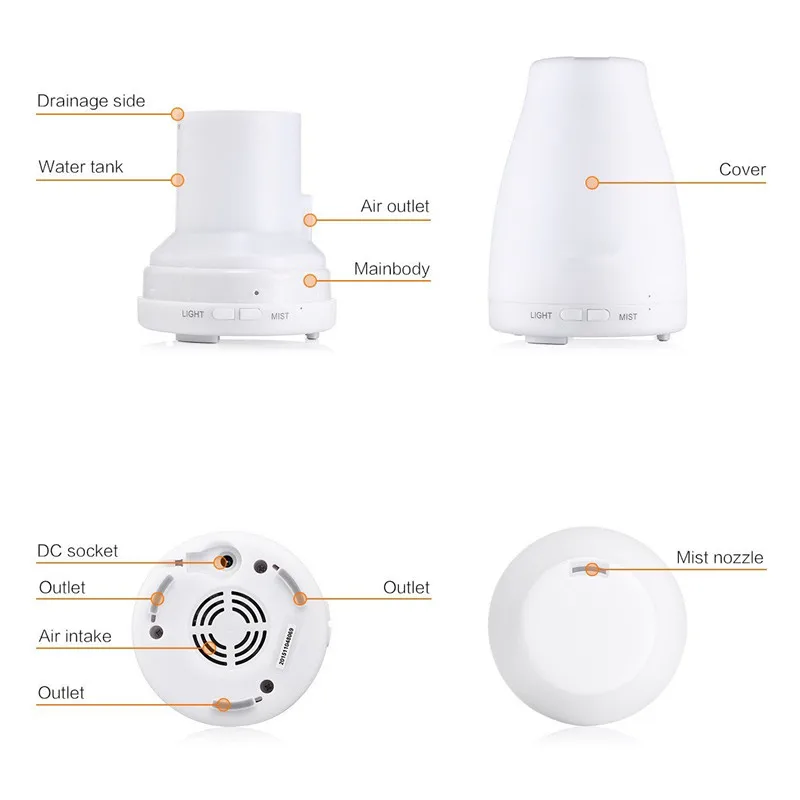 
SOICARE 2020 Led lights ultrasonic cool mist essential oil Aromatherapy plastic Aroma diffuser 