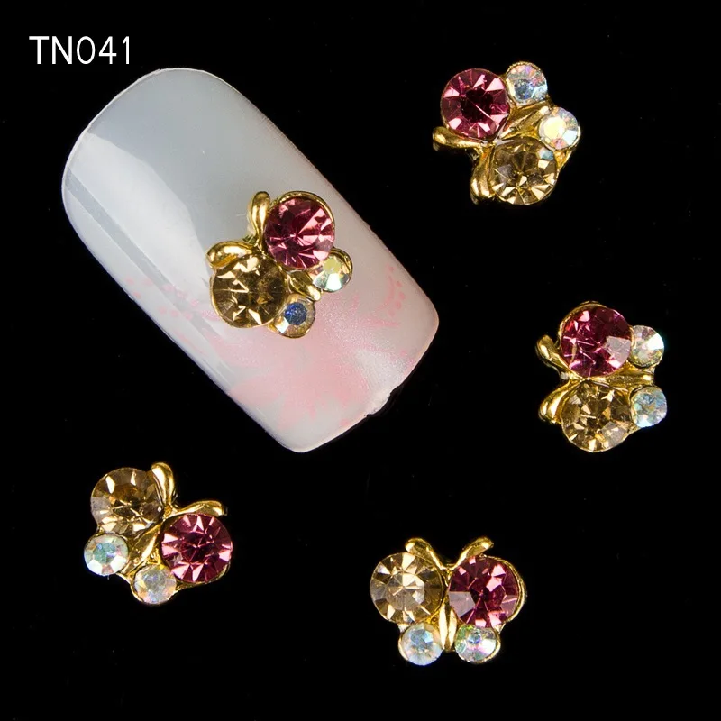 10pc Glitter Butterfly Rhinestones 3d Nail Art Decorations Alloy Nail Stcikers Charms Jewelry for Nail Gel