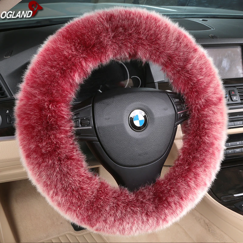 
Customized 100% Sheepskin Long Wool Steering Cover For Auto Accessories Interior Australian Merino Fur Automobile Car Parts 