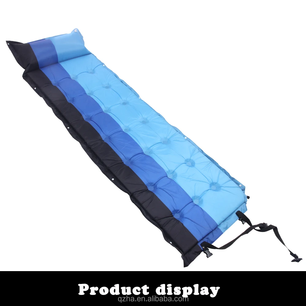 
wholesale single self-inflating camping roll mat 190T inflatable sleeping mattress with pillow for hiking, backpack 