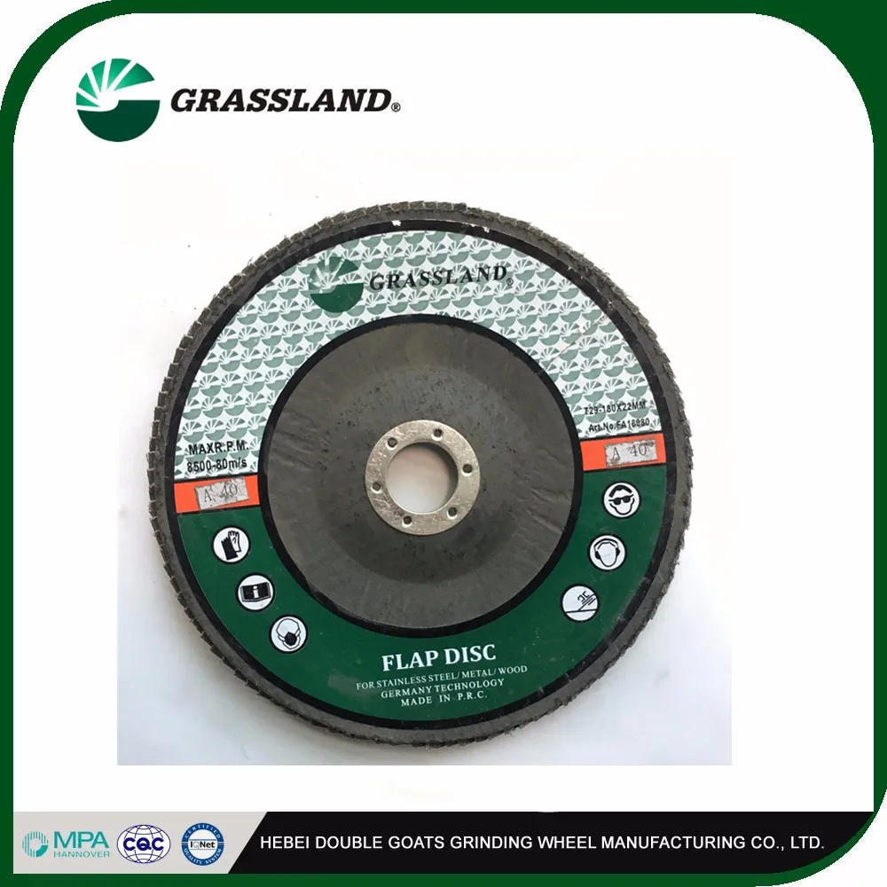 Canton fair exhibitor Grassland VSM MPA EN12413 metal flap disc 115mm disco flap