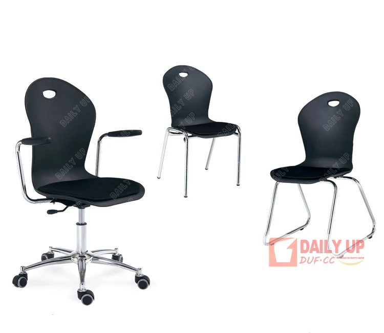 Stackable Plastic Living Room Chair Concise Ergonomic Leisure Chair With Steel Frame For Meeting And Conference