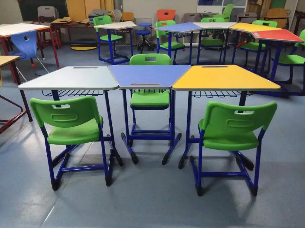 collaborative school furniture group trapezoid kids study table chair