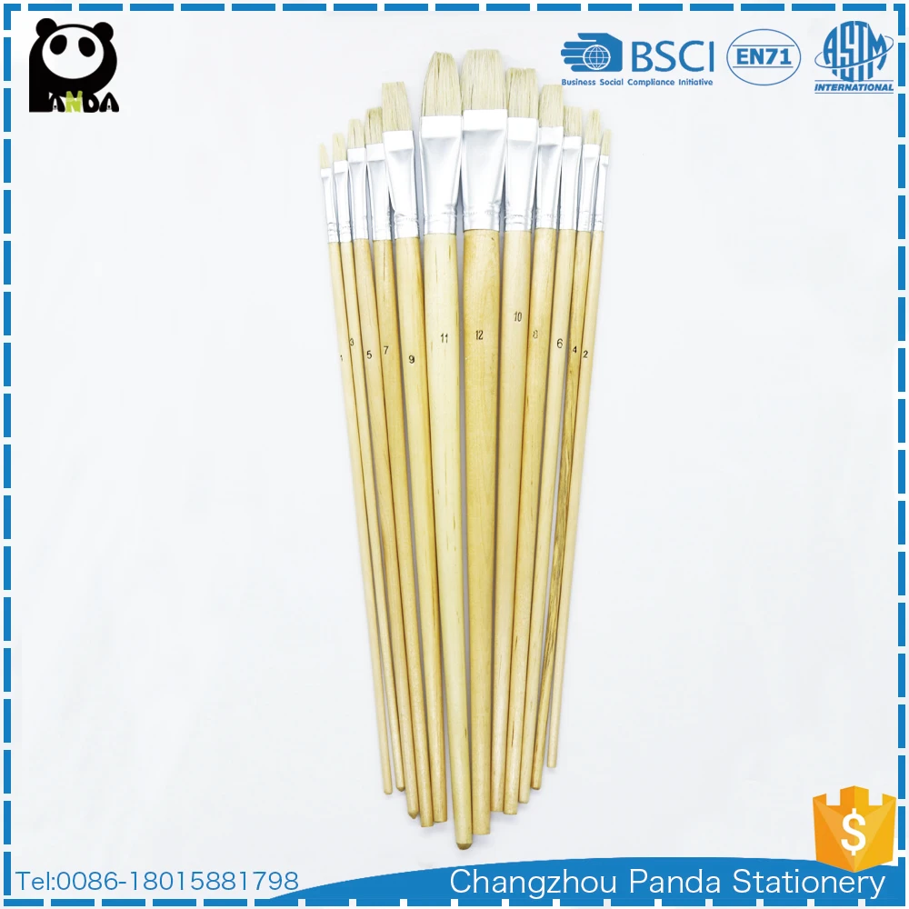 579 Oil And Acrylic Use Educational Hog Bristle Artist Paint Brush Set With Value Pack