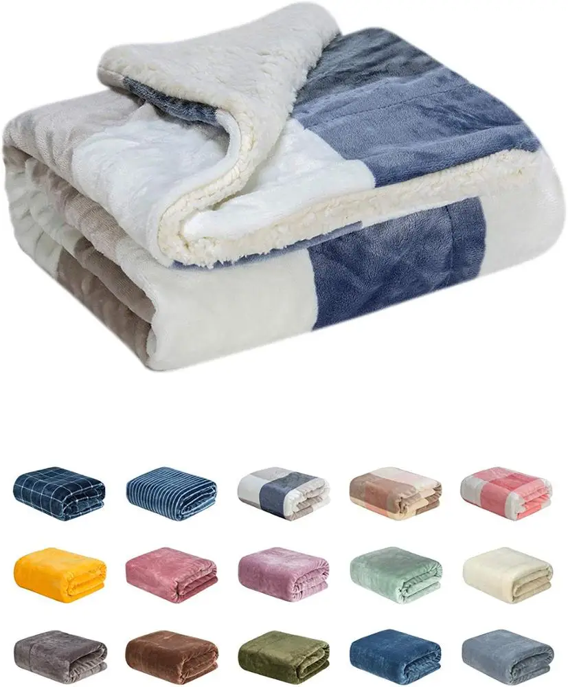 
2019 Hot Sale Thick and Warm Colourful Fleece Reversible Infant Baby Toddler Pet Blanket for Crib Stroller Travel Couch Bed 