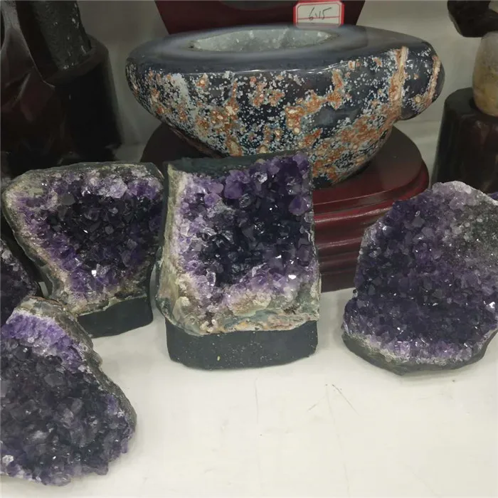 Charming natural amethyst quartz crystal geode stone,grape cluster shaped amethyst quartz crystal