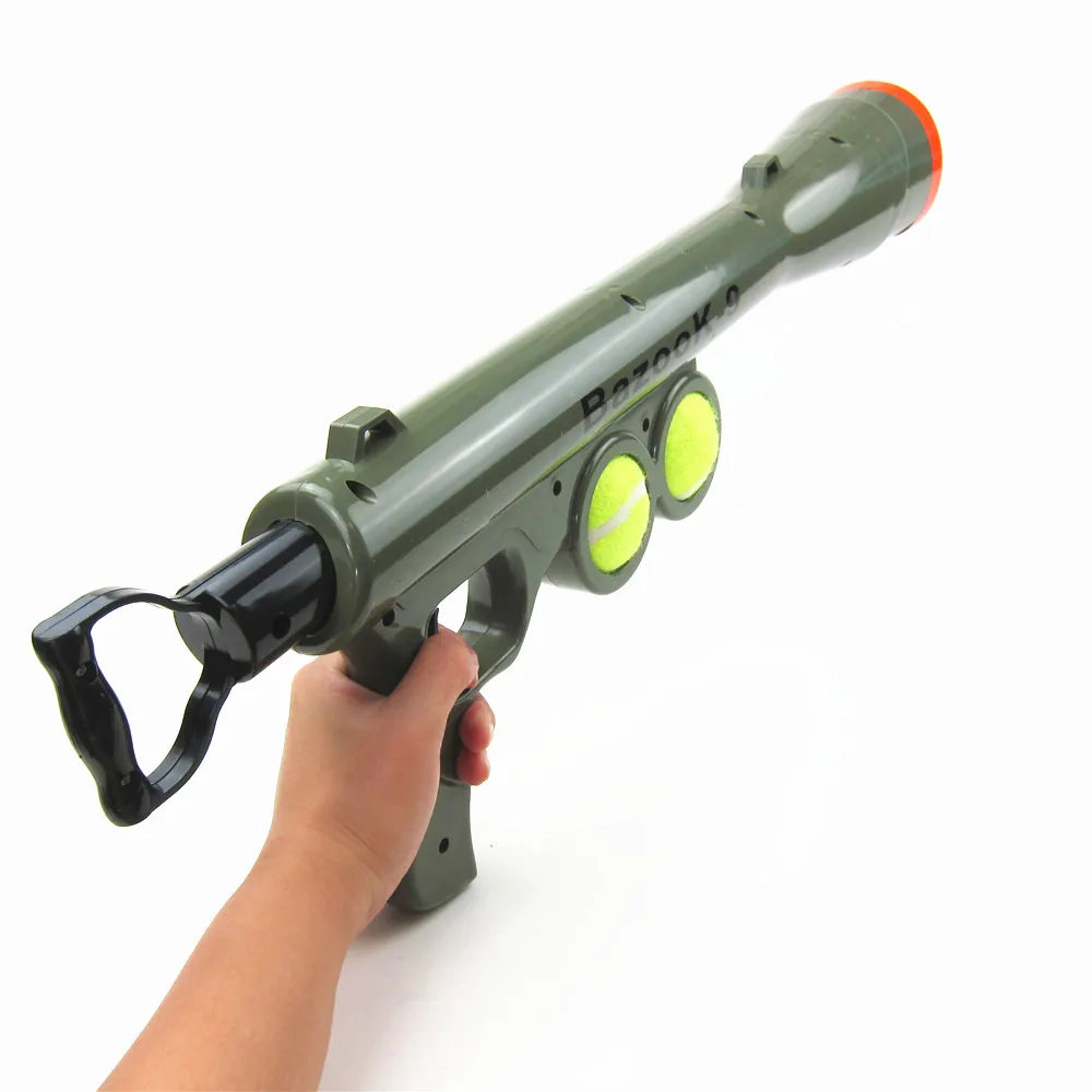 Factory Price Tennis Ball Launcher Gun with 2 Squeaky Balls pet dog Ball Thrower