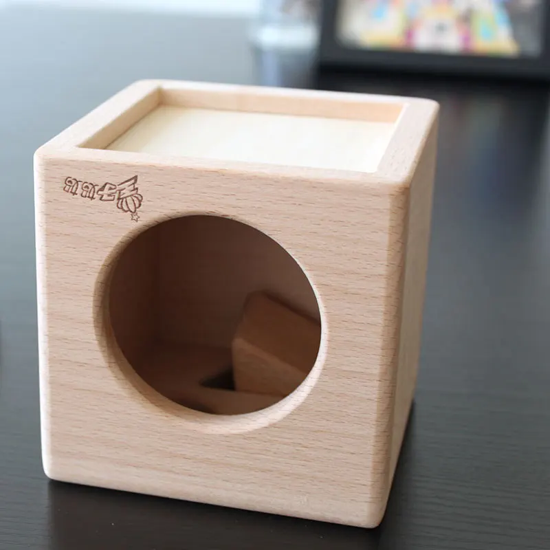 good quality beech Wood Shape Sorting Cube with wood box Box Educational Toy for Toddlers & Young Children