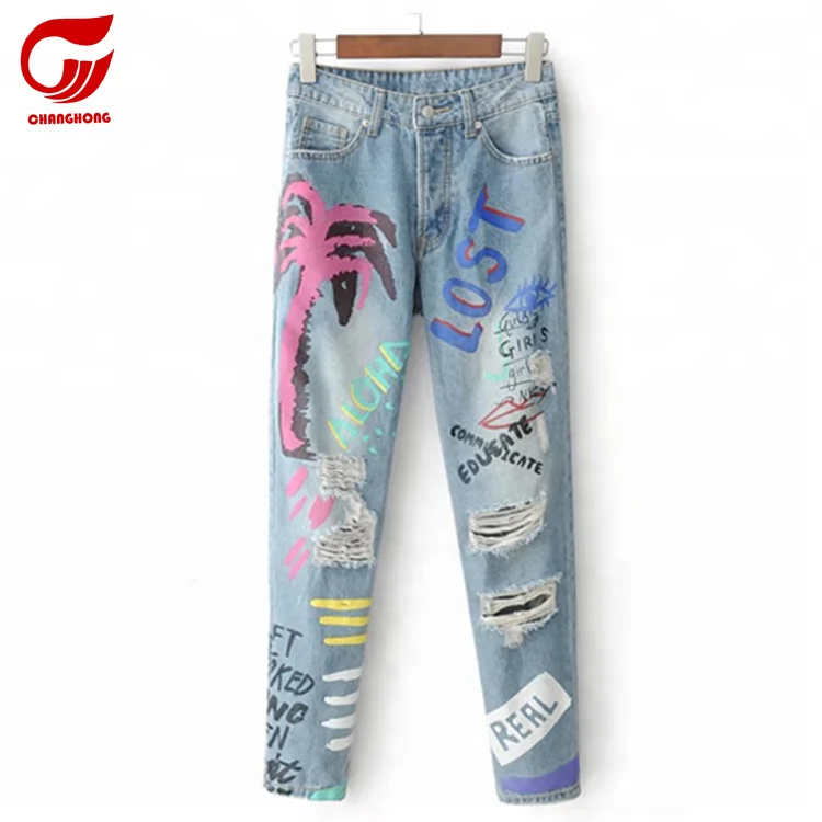 
High Waist Hip Hop Full Size Elastic Jeans Causal Denim Ladies Jeans 