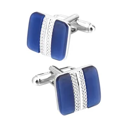 Factory Wholesale Custom High Quality Square Blue Opal Mens Shirt Cufflinks